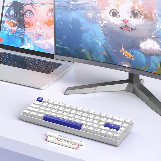 MageGee Portable 60% Mechanical Gaming Keyboard, RGB Backlit Compact 68 Keys Wired Mini Keyboard for Laptop PC Mac, Hot Swappable, Blue Whale Switch - White - Image 7