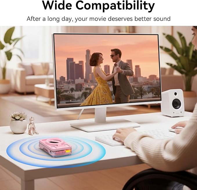 ANCwear Bluetooth Speaker Phone Stand for Desk, Portable Wireless Speaker with Adjustable Cell Phone Holder, Bluetooth 5.4 Audio Stand with TF Card Slot for Kitchen Bedside, Cool Tech Gift (Pink) - Image 4