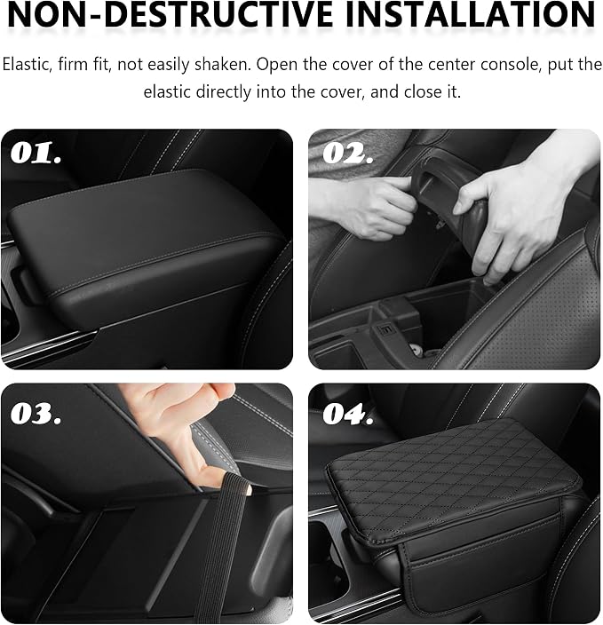 Stacool Upgraded Car Center Console Cover,Microfiber Leather Car Armrest Cover Cushion with 2 Storage Bags,Universal Car Armrest Storage Box (Gray) - Image 5