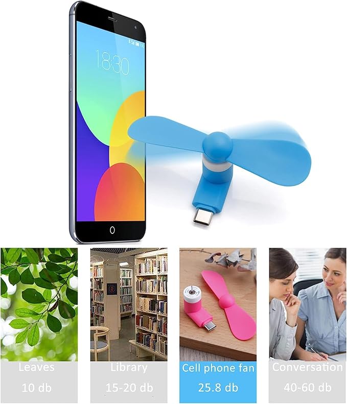 PCTC 6PCS Type C Mini Phone Fan Compatible with Samsung Galaxy S26/S25/S24 Ultra/Plus, Compatible with Apple iPhone 17/16/15 Series & More Type-C Devices - Image 5