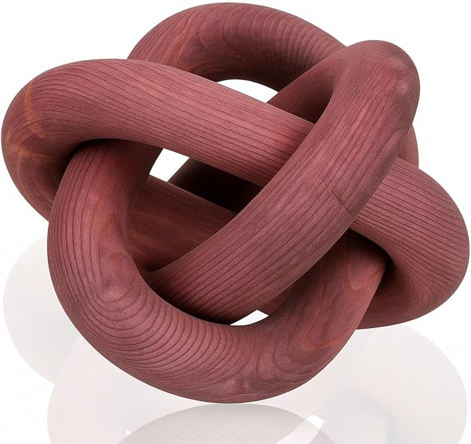Yalikop 3 Link Wood Knot Decor Rustic Home Décor Accents Hand Carved Coffee Table Decoration, Boho Chain Link Decoration, Modern Shelf, Rustic Objects for Home Living Room Bedroom(Reddish-Brown) by Yalikop