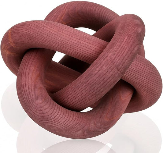 Yalikop 3 Link Wood Knot Decor Rustic Home Décor Accents Hand Carved Coffee Table Decoration, Boho Chain Link Decoration, Modern Shelf, Rustic Objects for Home Living Room Bedroom(Reddish-Brown) by Yalikop