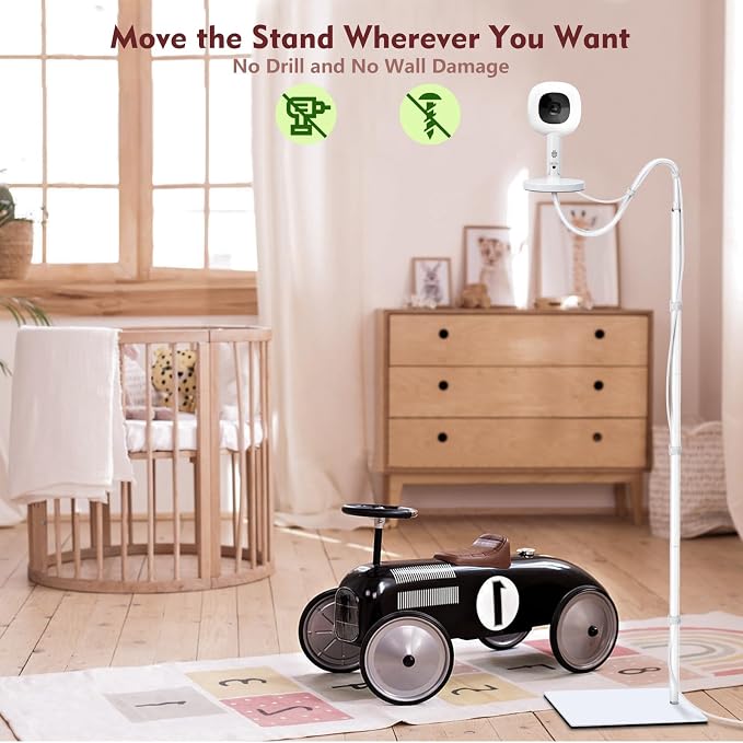 Baby Monitor Floor Stand Compatible with HelloBaby, Nanit Pro, Infant Optics, Babysense, Owlet, Baby, Bonoch, Adjustable Height from 37.4-69, Universal Baby Camera Stand Mount, Safety for Nursery - Image 3