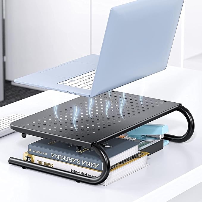 HUANUO Monitor Riser for Desk, Desk Organizer,Laptop Shelf w/Vented for Screen, Computer Stand for PC, Printer, for Home & Office - Image 4
