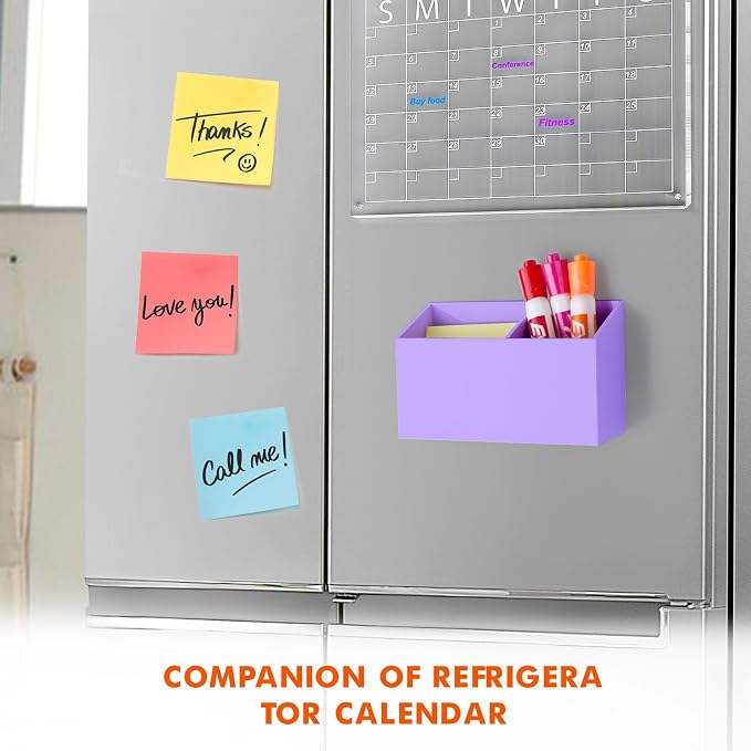 BEYGORM Magnetic Dry Erase Marker Holder for Whiteboard & Refrigerator | Non-slip Acrylic Pen Holder for Classroom, Fridge Magnet, Locker Organizer Accessories, Teacher & School Supplies(Purple) - Image 3