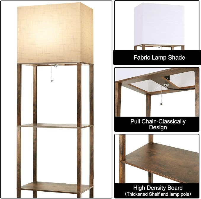 RUNTOP Plus Floor Lamp with Shelves, Modern Shelf Floor Lamp with 15W 3CCT LED Bulb and Memory Function, Wide Shelf Lamp for Display Storage, Standing Lamps for Living Room, Bedroom, Office, Corner - Image 5