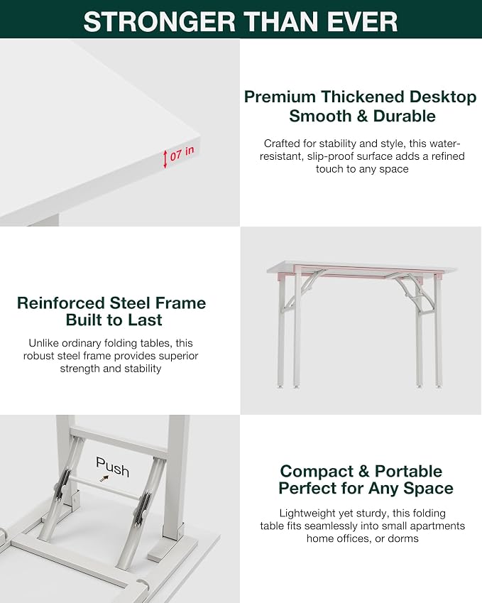 Frylr Small Folding Computer Desk – Portable 35.8 Inch Foldable Laptop Table, Collapsible and Compact for Easy Storage and Fast Setup, Lightweight for Small Spaces, Craft and Study Use, White Ash - Image 6