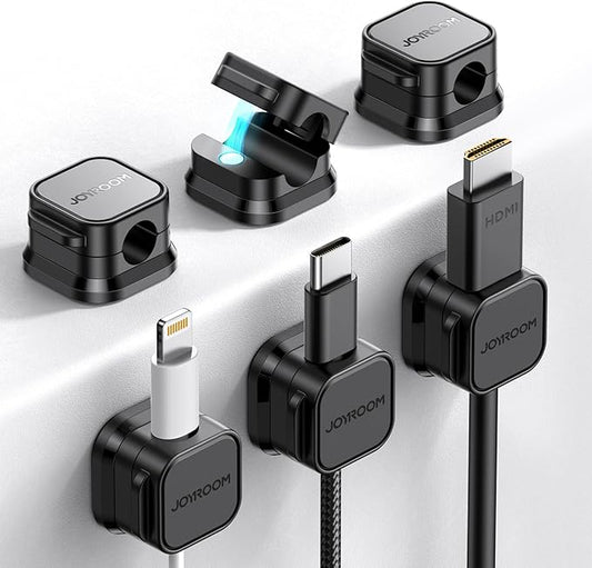 JOYROOM 6 Pack Magnetic Cable Clips, Cord Organizer Adhesive Wire Holder | Home Nightstand Office Desk Accessories, Car Wall Organization, Phone Charger Cord Holder Management, Cable Smooth Adjustable by JOYROOM