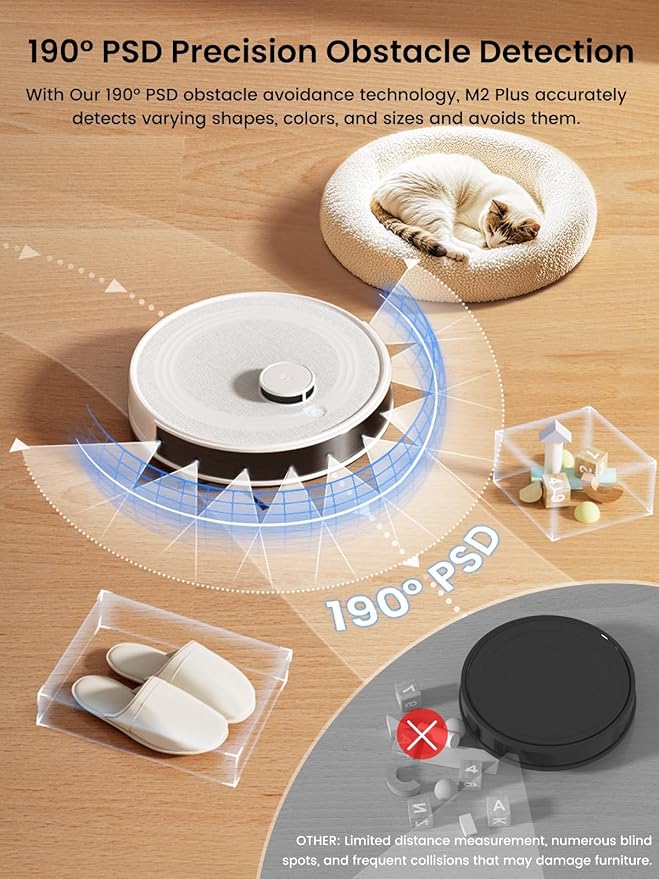 Lefant Robot Vacuum and Mop,75-Day Self-Emptying,6000Pa Powerful Suction,Customized Cleaning,Home Mapping, 140 Min Runtime, Roller Brush for Carpet,2.4G/5G WiFi/Alexa/APP/iWatch,M2 Plus - Image 6