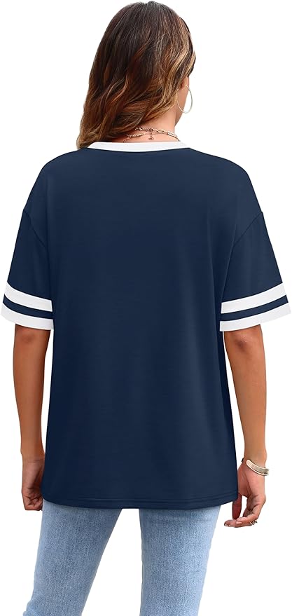 WIHOLL Womens T Shirts Loose Fit Short Sleeve Tees Crew Neck Color Block Summer Tops 2026 Fashion - Image 4