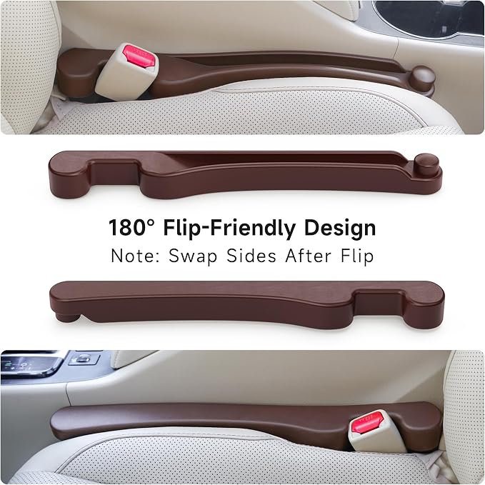 Car Seat Gap Filler 2 Pack Soft Foam Multifunctional Seat Side Gap Filler with Organizer & Hook Function, 3in1 Gap Stopper Universal Fit Car SUV Truck Fill The Gap Between Seat & Console (Espr Brown) - Image 6