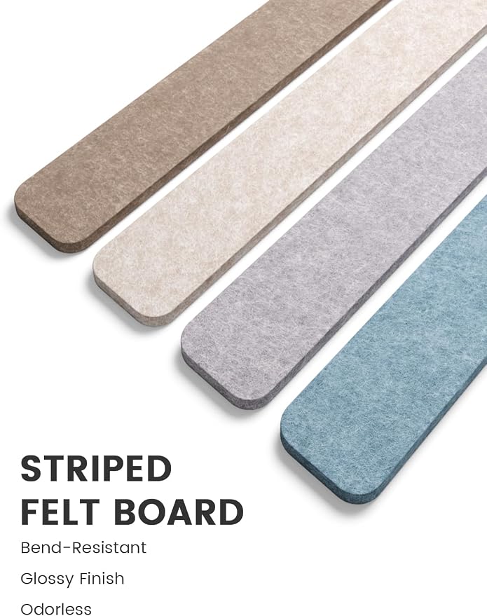 Fluxynara 13" x 2" Felt Wall Panels, Coastal | 5-Pack Cork Board Alternative with 35 Push Pins, Adhesive Mounting for Bedroom Door or Home Office - Image 3