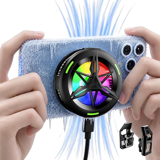 2-in-1 Magnetic & Clip-On USB Phone Cooler for Gaming, Semiconductor Cell Phone Cooling Fan Radiator for iPhone/Android/iPad/Tablet – Ideal for Gaming, Video Calls, Live Broadcasting, and Vlog by CHONCHOW