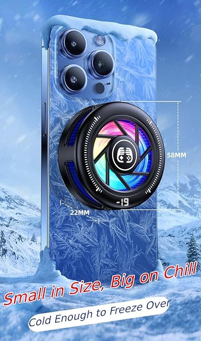 Phone Cooler for Gaming, Low Noise USB Cell Phone Cooler with Smart Temp Control, Phone Cooling Fan with RGB LED Lights, Magnetic Ring & Clip Fan for Phone Gaming & Streaming - Image 3