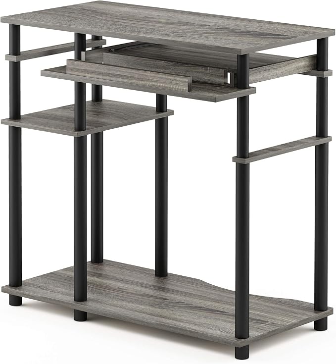 Furinno Abbott Computer Desk with Bookshelf, French Oak Grey/Black by Furinno-FitsYourSpaceFitsYourBudget