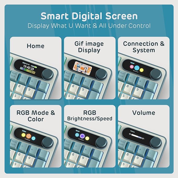 RK ROYAL KLUDGE S98 Wireless Mechanical Keyboard w/Smart Display & Knob | 96% RGB Wireless Gaming Keyboard BT/2.4G/USB-C, Hot Swappable Custom Keyboards, Creamy Sound Silent Computer Keyboard - Image 3