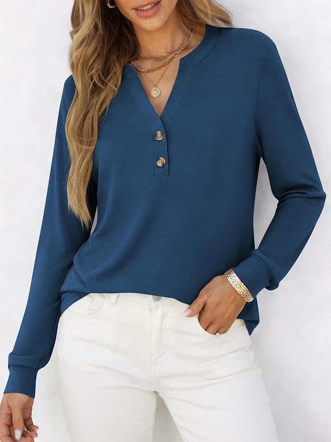 ANRABESS Women's Long Sleeve Shirts 2026 Spring Fashion Dressy Casual Tops Trendy Henley Blouses Cute Work Outfits Clothes - Image 2