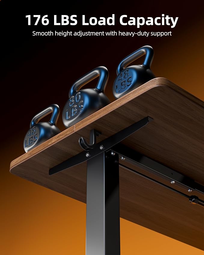 TIQLAB Electric Standing Desk, 47 * 24 Inches Adjustable Height Stand up Desk,Sit Stand Home Office Table with Splice Board, Black Walnut - Image 5