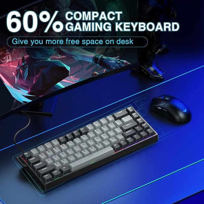 AULA WIN68 HE PRO - Hall Effect Gaming Keyboard with Magnetic Switch, Fast Trigger Mode Adjustable Actuation, 8KHz Polling Rate, Wired RGB Backlit Mechanical Gaming Keyboard 60 Percent Compact Design - Image 7