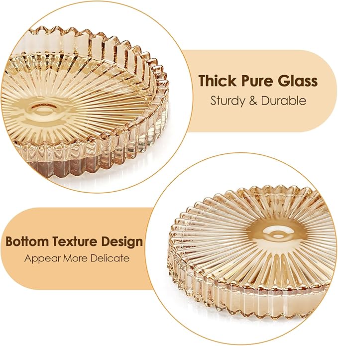 Modern Clear Coasters Set of 5- Glass Cute Coasters for Drinks Crystal Coaster Round Chic Cup Mat Cute Coffee Table Coaster for Kitchen, Bar, Dining Room, Living Room, Patio(Amber) - Image 4
