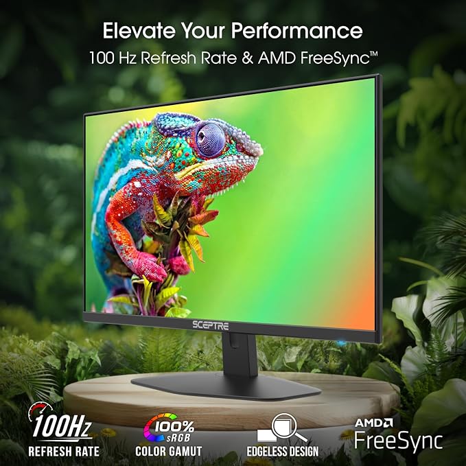 Sceptre Prime 24-inch Gaming Monitor 100Hz 1ms DisplayPort HDMI x2 100% sRGB AMD FreeSync Build-in Speakers, Eye Care Frameless Machine Black 2025 (E248W-FW100T) | 23.8 FHD, 1ms Blur Reduction, 100% Srgb, Dp1.2 Plus HDMI 2.0 X2, Built-in 2×2w Speakers,... - Image 2