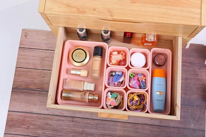 Kutesna 15 PCS Interlocking Desk Drawer Organizer Separator for Office,Bathroom,Kitchen,Makeup（Pink） - Image 3