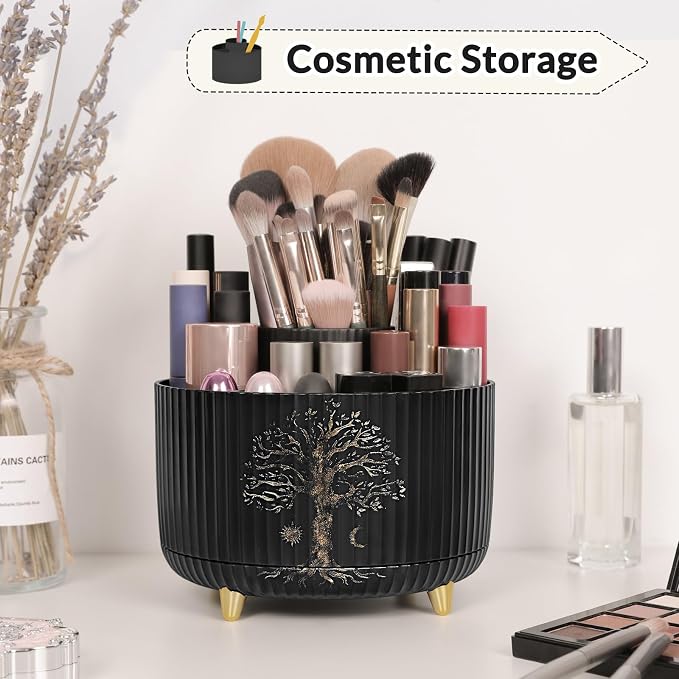 SKYDUE 360 Degree Rotating Desk Organizer, Dual-Purpose Pencil Pen Holder for Desktop, Desk Pen Organizer with 5 Slots, Office Supplies, Pencil Cup for Office, School, Home - Image 5