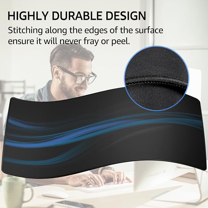 KTRIO Large Gaming Mouse Pad Desk Mat for Gamer, 35.4" x 15.7", Black, XXXL | Extended Size Design, Superior Micro-Weave Cloth, Non-Slip Rubber Base, Durable Stitched Edges, Water-Resistant Coating - Image 3