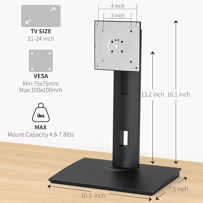 Vesa Monitor Stand with Spring-Adjustable Height, Swivel, Tilt, Rotation Vesa Stand, Compatible with Monitors Within 27 inch and Weighing Between 4.8-7.8lb (Black, Only for 4.8-7.8 lb Monitor) - Image 6