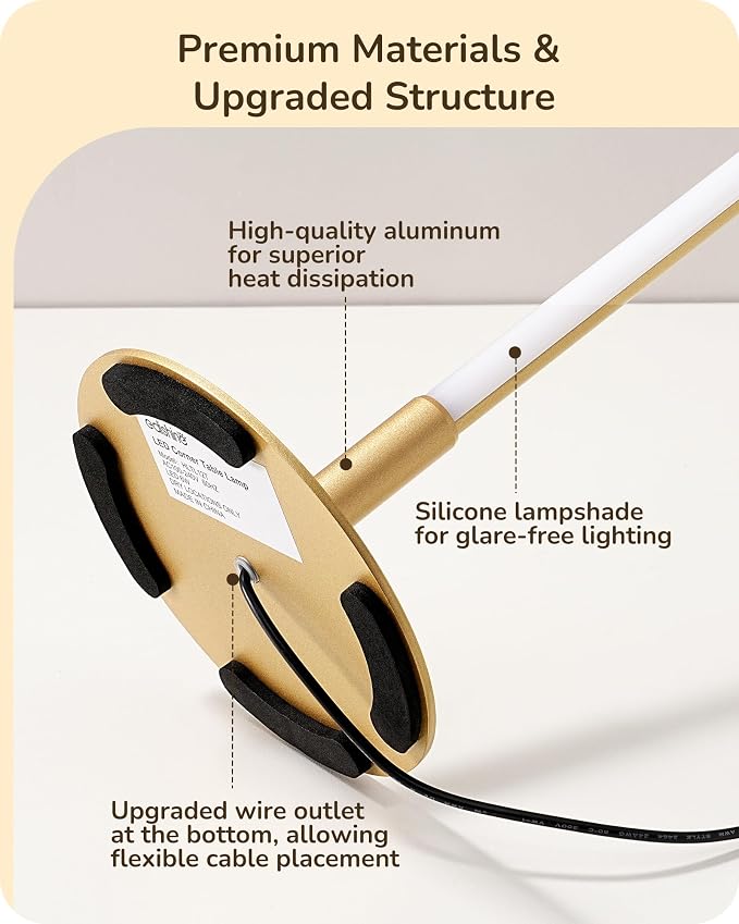 EDISHINE LED Table Lamp, Stepless Dimmable Bedside Lamp with 3 Color Temperature, Modern Nightstand Lamp, Upgraded Desk Lamps for Bedroom, Living Room, Corner, Gift, Metal Finish, Gold, 6W | 3 Color Temperature, 6W, Skinny Modern Minimalist Style for B... - Image 2