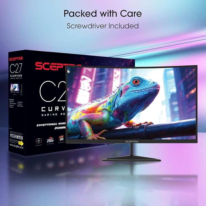 New! Sceptre 27-inch Curved Gaming Monitor 1080p 1500R up to 250Hz DisplayPort x2 HDMI x2 100% sRGB 1ms Build-in Speakers, Machine Black 2027 (C275B-FW250G Series) - Image 3