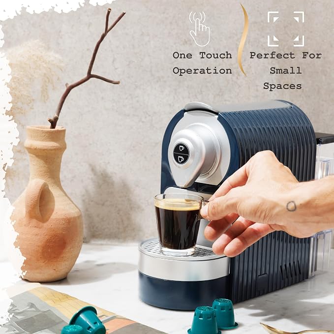 Mixpresso Espresso Machine, Compatible with Nespresso OriginalLine Capsules | 1400W single serve coffee maker with one-touch operation, 19-bar Italian pump and 27oz water tank, blue - Image 2