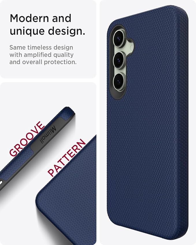 Miimall Rugged Case for Samsung S24 FE, Dual Layer Protection, Military Shockproof, Anti-Slip, Anti-Scratch, Tough Full Body Heavy Duty Slim Case, Dark Blue - Image 2