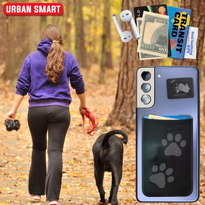 Phone Wallet - Adhesive Card Holder - Cell Phone Pouch - Stick on Lycra Pocket by Gecko - Carry Credit Cards and Cash - Image 3