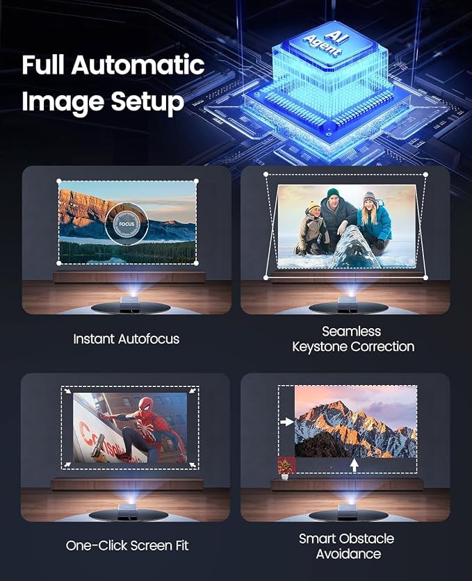[Built-in Official App/4K Support/Compact]Smart-Projector with WiFi6 and Bluetooth, Outdoor Movie Projector & DoIby , Compatible with YouTube/PrimeVideo, AI Auto Focus, Portable Home Proyector - Image 6