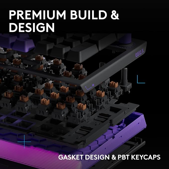 Logitech G512 X 98 TMR + Linear Switch Mechanical Gaming Keyboard - Black | Hot-Swappable 9x TMR Rapid Trigger + Linear Mechanical Switches, Gasket, PBT Keycaps, <8K, LIGHTSYNC RGB, for PC & Mac - Image 10