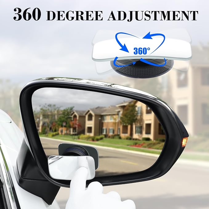 LivTee Blind Spot Car Mirror, Rectangular HD Glass Frameless Convex Side Mirror Blindspot, Reusable 360° Wide Angle Rear View Car Mirrors with Powerful Adjustable Suction Cup - Exterior Mirrors - Image 5