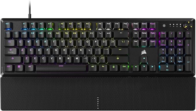 CORSAIR K70 CORE RGB Mechanical Wired Gaming Keyboard with Palmrest – Pre-Lubed MLX Red Linear Switches, SOCD, ABS Double-Shot Keycaps, Sound Dampening, Media Control Dial, QWERTY NA – Black by Unknown