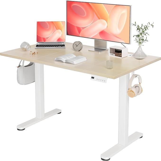 YDN 48 x 24 Inch Nature Electric Standing Desk | Adjustable Height, Sit Stand, Cable Management, Ergonomic, Home Office by YDN