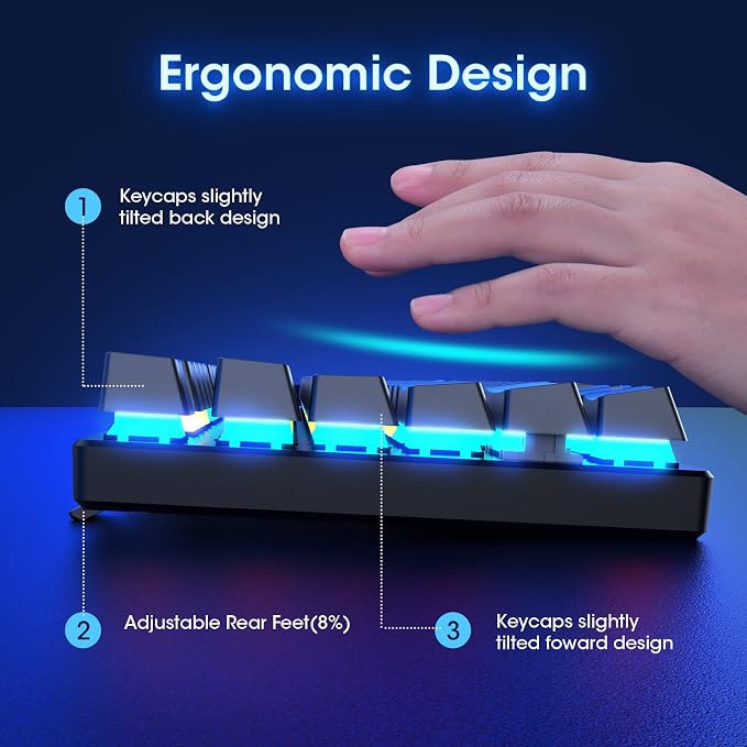 RisoPhy Mechanical Gaming Keyboard, RGB 104 Keys Ultra-Slim LED Backlit USB Wired Keyboard with Blue Switch, Durable Abs Keycaps/Anti-Ghosting/Spill-Resistant Computer Keyboard for PC Mac Xbox Gamer | 104 Keys, RGB LED Backlit, Durable Abs Keycaps, Ant... - Image 6
