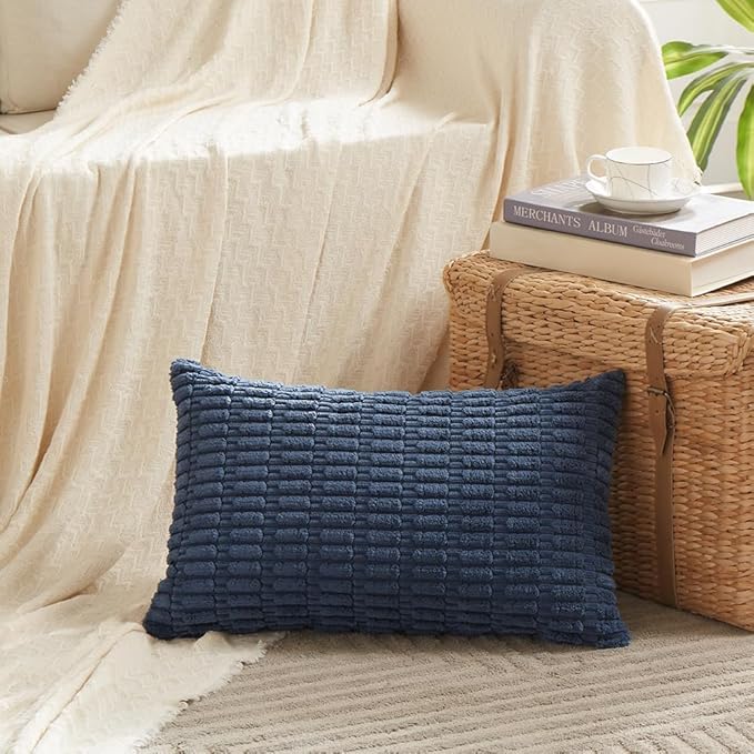 Fancy Homi 4 Packs Decorative Throw Pillow Covers for Living Room Couch Bed, Modern Farmhouse Boho Home Décor Accent Cushion Case, 20" x 12", Dusty Blue - Image 2