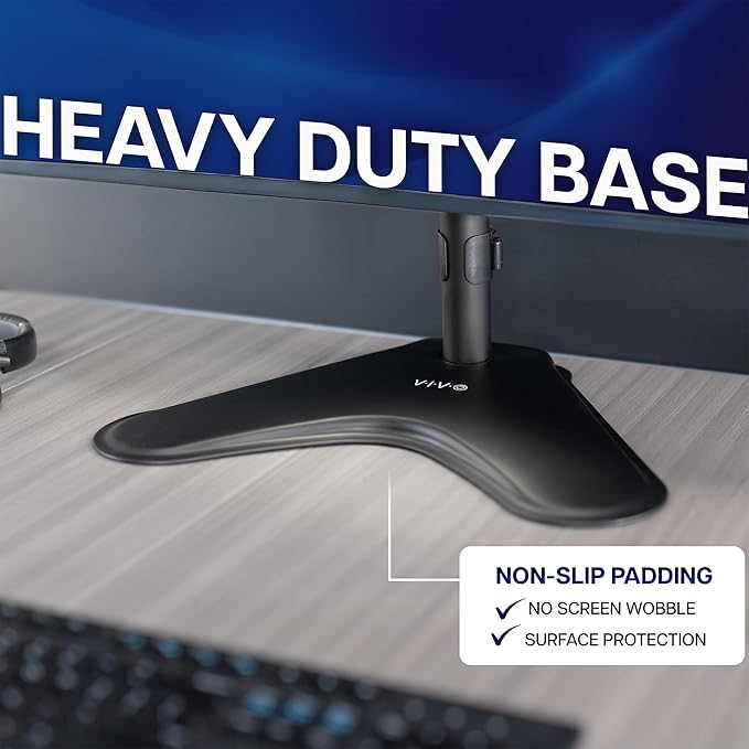 VIVO Dual Monitor Desk Stand Free-Standing LCD Mount, Holds in Stacked Vertical Position 2 Ultrawide Screens up to 34 inches, Black, STAND-V002L - Image 5
