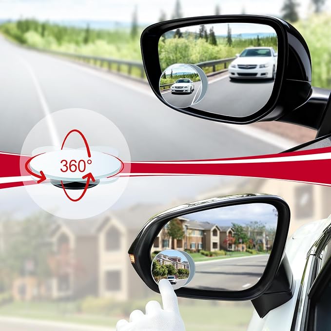 LivTee Blind Spot Mirror, 2" Round HD Glass Frameless Convex Rear View Mirrors Exterior Accessories with Wide Angle Adjustable Stick for Car SUV and Trucks, Pack of 4 - Image 5