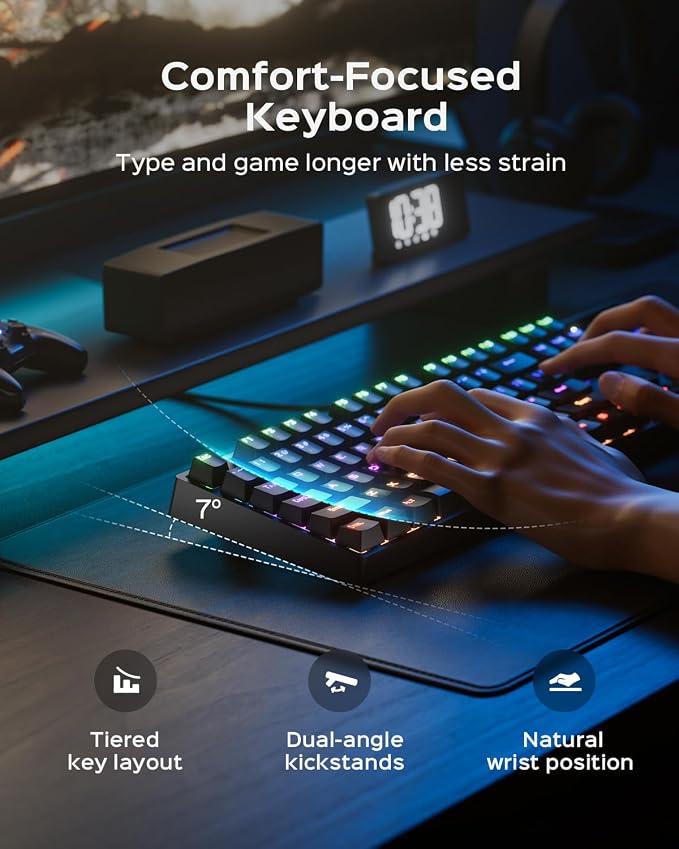 wegear Wired Mechanical Gaming Keyboard with Clicky Switch,104-Key, Black | Full Size, 11 Modes RGB Backlit, Anti-Ghosting, Double-Shot ABS Keycaps, Lighted Computer Key-Board for PC Windows - Image 4