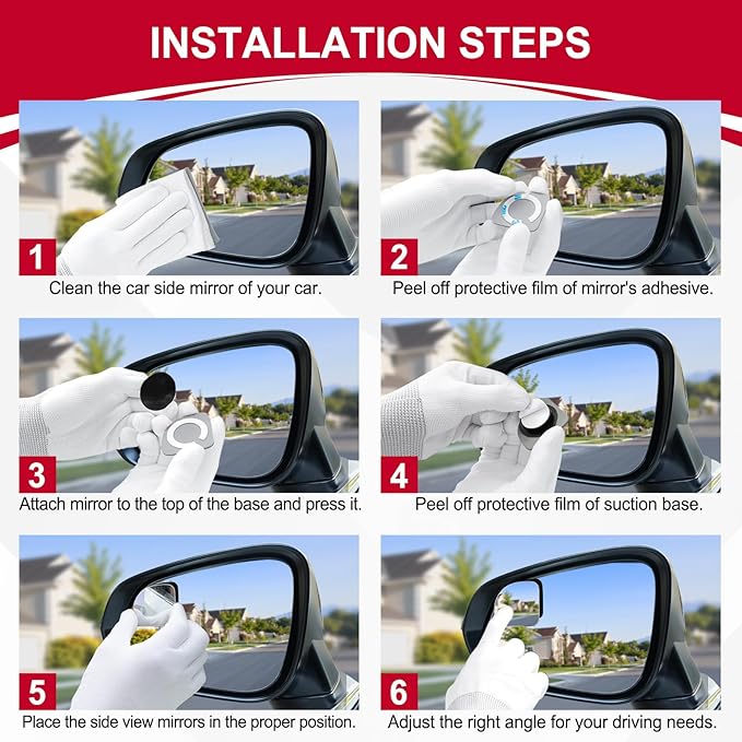 LivTee Blind Spot Mirror, Fan HD Glass Frameless Convex Rear View Mirror with wide angle Adjustable Stick for Cars SUV and Trucks, Pack of 4 - Image 4