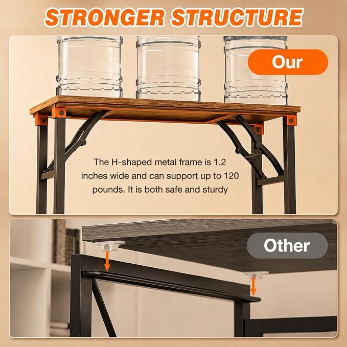 Folding Table Computer Desk - 35.8" No Assembly Folding Desk Design and Foldable Office Desk, Small Desk for Bedroom, Compact Storage Portable Use for Dorm and RV Small Space, Rustic Brown - Image 7