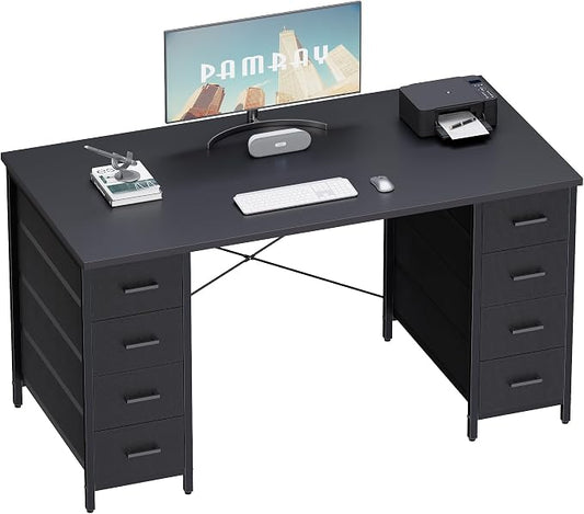Pamray 47 Inch Computer Desk with 8 Fabric Drawers for Home Office Work | Ample Storage, Space-Saving, Suitable for Home Office Bedrooms Dorm Living Rooms for Study, Writing, Work by PAMRAY