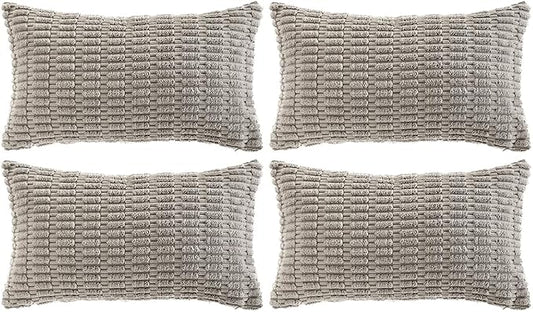 Fancy Homi 4 Packs Decorative Throw Pillow Covers for Living Room Couch Bed, Modern Farmhouse Boho Home Décor Accent Cushion Case, 20" x 12", Gray by Fancy+Homi