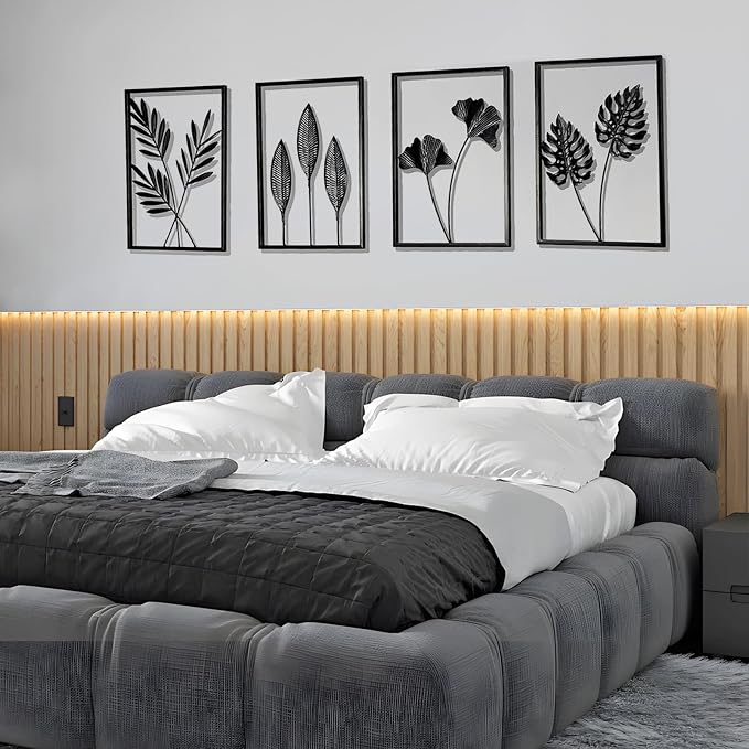 QXSXKJ Black Metal Wall Decor Framed, Minimalist Abstract Black Line Art DéCor, 3d Modern Metal Wall Art, 4 Piece Home Art for Living Room Bedroom Bathroom - Image 3