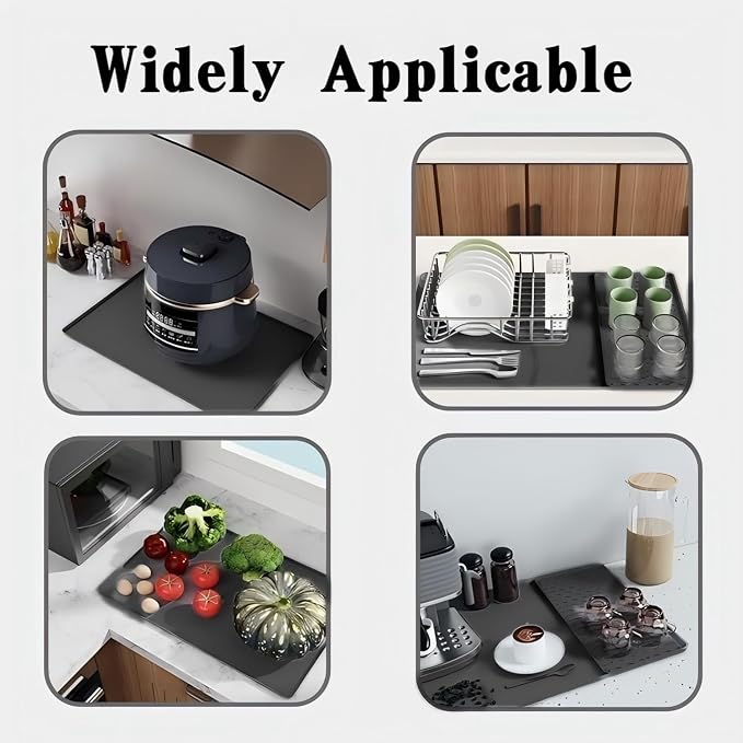 Coffee Mat, Dish Drying Mat 2 in1 Coffee Maker Mat for Kitchen Counter, 16"x24" Silicone Bar Pad, Anti-Slip, Heat Resistant Drip Pad for Espresso Machines, Dinner Plates, Ice Cream Machines - Image 5